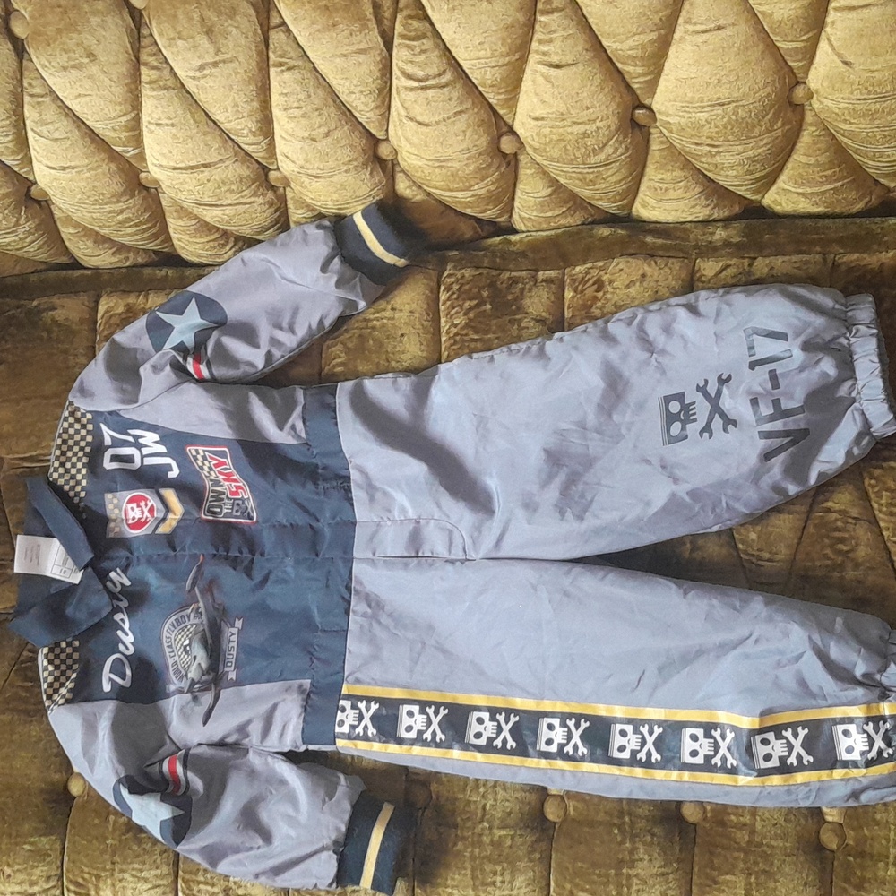 Disney Kids Gray Dusty Pilot-Themed Puffer Suit